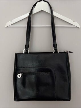 Vintage Black Leather Shoulder Bag
